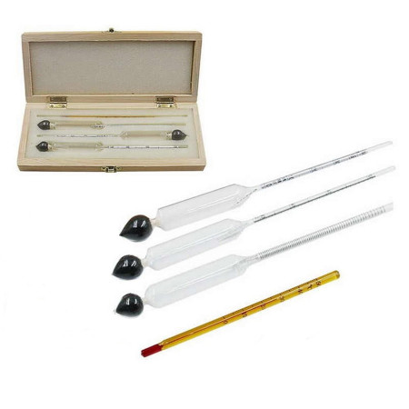Set of alcohol meters in a wooden box в Магадане